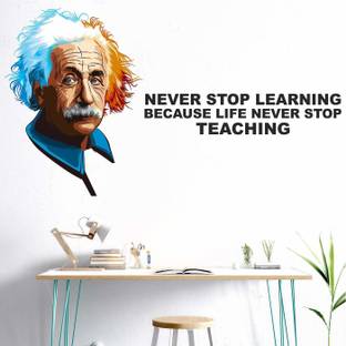 Decor hubb 55 cm Einstein-Never Stop Learning-Because-Life Never Stop-Inspirational-Motivational-Quotes(PVC Vinyl - 100cm X 56 cm) Self Adhesive Sticker
