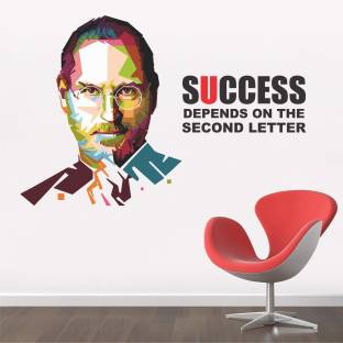 Decor hubb 55 cm Success Depends On You-Steve Jobs-Office-Inspirational-Motivational-Quotes-Wall Sticker (PVC Vinyl - 85cm X 55 cm) Self Adhesive Sticker