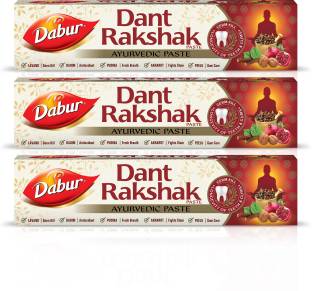 Dabur Dant Rakshak Paste | Contains the goodness of 32 Ayurvedic Herbs for Germ Kill & Longevity of Teeth & Gums - 175 g (Pack of 3) Toothpaste