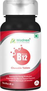 Madren Healthcare Vitamin B12 with Folic Acid and Methylcobalamin Supplements 60 Chewable