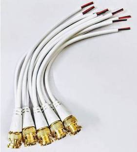 VOLTAEK BNC Connector with Copper Wire Moulded - 10PCS - 18CM - BNC Golden Male Plug Cable (White) BNC Wire Connector (White, Pack of 10) bnc connector Wire Connector