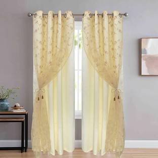 JVIN FAB 213.36 cm (7 ft) Polyester Blackout Door Curtain (Pack Of 2)