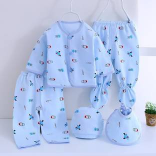 Fancy Walas Presents New Born Baby Summer Wear Baby Clothes 5Pcs Sets 100% Cotton Baby Boys Girls Unisex Baby Cotton/Summer Suit Infant Clothes First Gift For New Born.
