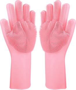 Flipkart SmartBuy Silicone Household Safety Wash Scrubber Heat Resistant Kitchen Gloves for washing Cloth's,Dish, Cleaning, Gardening Wet and Dry Glove
