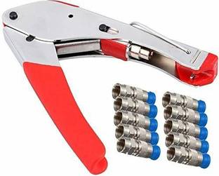 wroughton AX_963 Professional Waterproof Connector Compression Crimping Tool for RG6-5C RG59-4C Dish Coax Cable With 10 F Connectors Manual Crimper