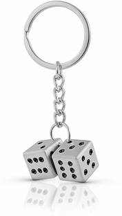 gtrp Double Dice Design Metal Keychain & Key Ring Silver keychain Key Chain