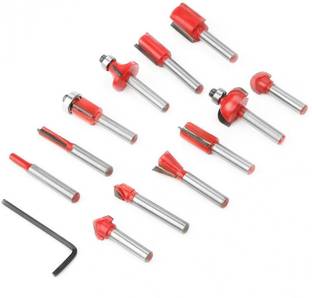 uptodateprouducts 12Pcs 6.35mm Router Bit Set Trimming Straight Milling Cutter Wood Bits Tungsten Carbide Cutting Woodworking Trimming