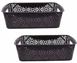 Cutting EDGE Plastic Basket for Kitchen | Vegetables | Toys | Books | Office | Stationery | Utility | Cosmetics . Accessories (Brown, Medium 36 x 21 x 10 cm, 7 L) Storage Basket