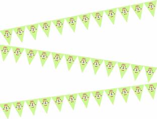 DECOR MY PARTY Party Banners Bunting Flags for Kids Room, Play School Decoration, Birthday Party, Happy Birthday - Face Printed (Green) Banner
