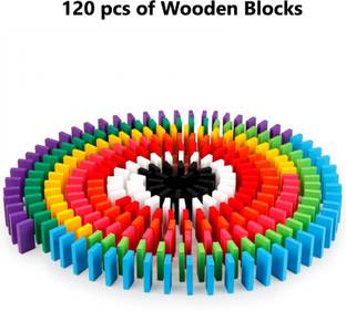 Maks 12 Colour Creative Wooden Domino Blocks for Model Building, Educational Toy, Board Game, 120pcs,
