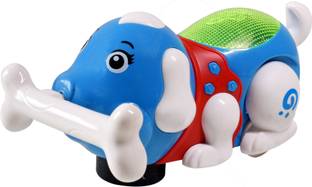 Toyshack Musical Tumbling Dog with Bone and Flashing lights Toys for Boys and Girls