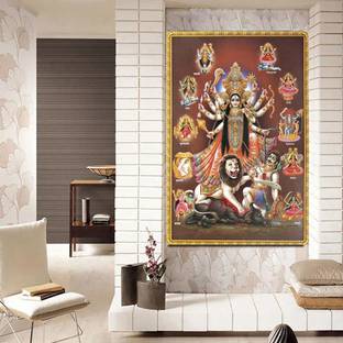voorkoms 45.72 cm Durga Mata Ji Wall Sticker Removable Sticker