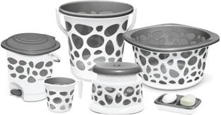 MILTON Double Layer Duplex Bathroom Set 6 Pcs -Grey 20 L Polypropylene Bucket