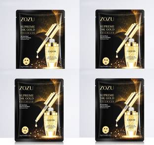 ZOZU gold face sheet mask with 24k serum inside pack of 4