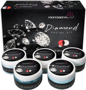 PROFESSIONAL FEEL Diamond Facial Kit, Premium Range For Fairness, Whitening, Skin, Instant Glow, Fairness, Skin, Instant Result Without Damage Skin (Set of 5)