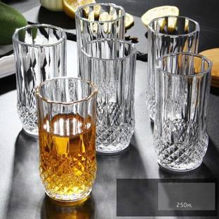 Chashhakah (Pack of 6) Premium Stylish Old fashioned cocktail Bottom Rock Glass Set (300 ml, Glass) Glass Set Water/Juice Glass