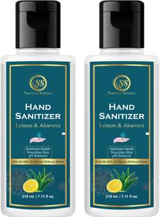 Nuerma Science Gel Hand Sanitizing Bottle, 75% Alcohol (With Lemon & Aloevera) Kills 99.9% Bacteria without water (Pack of 2) Hand Sanitizer Bottle