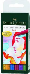 FABER-CASTELL Pitt Artist Pen wallet of 6 basic shades
