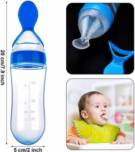 Manogyam Baby Squeezy Feeder Bottle With Dispensing Spoon  - Silicone
