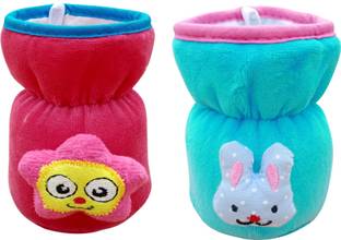 The Little Lookers Bottle Cover for Feeders Soft Plush Stretchable Baby Feeding Bottle Cover with Easy to Hold Strap | Suitable for 60ml (Pack of 2)