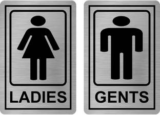 SRD Graphix LADIES & GENTS TOILET 6"x4" Stainless Steel Sign Board Emergency Sign