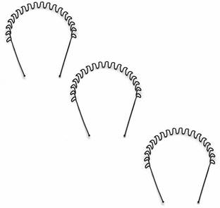 McDenz 3 Pcs Unisex Women/Men Zigzag Sport Metallic Hair Band Head Band (Black 3 Pcs) Hair Band
