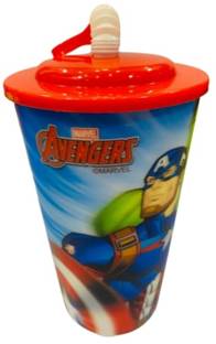 Azotique 3D Look Red Color Animated Sipper Glass with Straw for Kids for Milk/Juice/Water/Soft Drinks (600 Ml) Plastic Coffee Mug