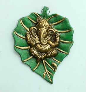 Chhariya Crafts Wall Hanging Lord Ganesh On Leaf Idol Statue For Home Decor Decorative Showpiece  -  20 cm