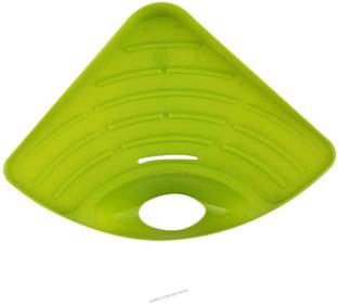 VAPRRA Kitchen Sink Corner Wash Basin Sponge Soap Scrub Brush Storage Holder Rack with Suction Cup SKU: JINPRI_291 Plastic Wall Shelf
