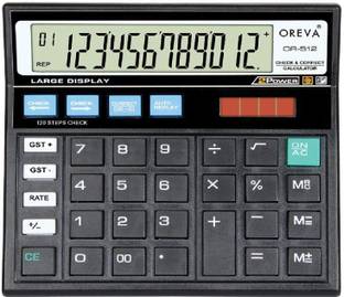 OREVA SOLAR & BATTERY OPERATED CHECK & CORRECT GST CALCULATOR OR-512 Basic  Calculator
