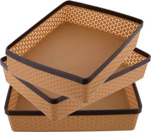 KUBER INDUSTRIES 3 Compartments Plastic Desk Organizers