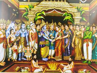 SAI BALAJI ACRALICS Tirupati balaji kalyanam artprint with photo frame (8 Inch x 12 Inch ) Digital Reprint 14 inch x 10 inch Painting
