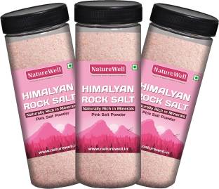 Naturewell Organics Combo Pack of 3 Himalayan Pink Salt (Mineral Salt) Pink Rock Salt for Healthy Cooking 250 gram each Himalayan Pink Salt
