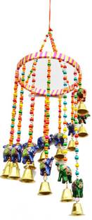 Raj Shai Craft Decorative Jhoomar Wind Chime Hanging Bell ganesha Jhumer multi Colour Full Door,Wall Hanging for Home,tample,Event Decoration (paper mache) Decorative Showpiece  -  53 cm