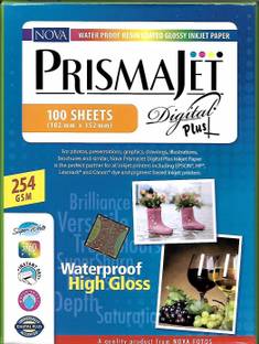 NOVA Prismajet Waterproof Glossy Unruled 4 X 6 Inches 254 gsm Inkjet Paper