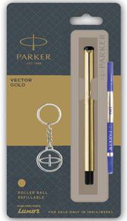 PARKER Vector Gold Roller Pen With Keychain Roller Ball Pen