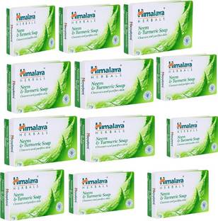 HIMALAYA Herbals Neem and Turmeric Soap, 75gm (Pack of 12 )