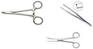 Forgesy Suturing Set of 3 Pieces(Needle Holder,Dissecting Forceps and iris Scissor) Suturing Forceps