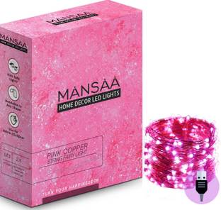 MANSAA 50 LEDs 5 m Pink Steady String Rice Lights