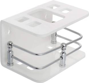 NMS TRADERS High Grade Acrylic Tooth Brush Holder / Stand / Tumbler for Bathroom Accessories for Home Acrylic Acrylic Toothbrush Holder (White, Wall Mount) Acrylic, Steel Toothbrush Holder