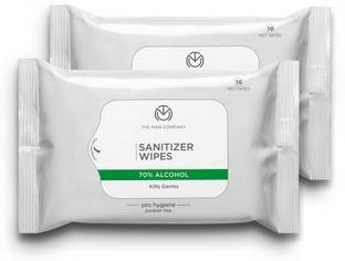 THE MAN COMPANY 70 % Alcohol Sanitizer Wipes for Multi-surfaces (10 pcs) - Set of 2