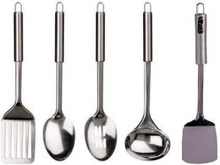 Hissler Large Stainless Steel Cooking and Serving Spoon with Handle Kitchen Tool Set