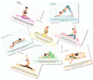 Sitting Position Self Adhesive Yoga Posters - (Paper, A5 Size, 21 x 14.8 x0.1 cm, Multicolour) -Set of 32 Cards (8.3 inch X 5.8 inch) Paper Print