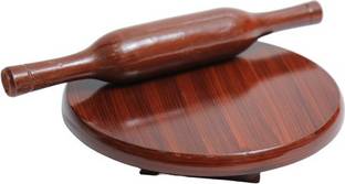 SHT Wooden Chakla Belan Rolling Pin and Board Set(Brown) Rolling Pin & Board