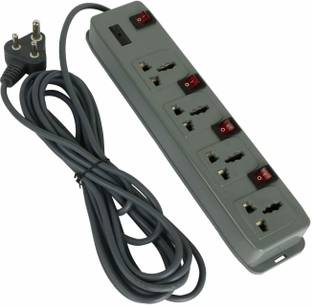 Skeisy 4 socket 4 switch rectangular extension board with long wire up to 5 mtr 4  Socket Extension Boards