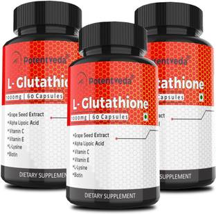 Potentveda L Glutathione Skin Lightening with Vitamin E & C supplement 60 Capsules