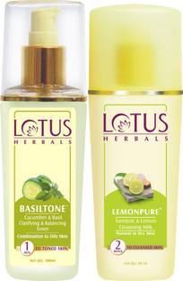 LOTUS Herbals All Day Moisturisation Kit ( Basil Toner _100ml + Lemonpure _80ml )