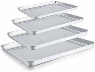 JAYCO Baking Sheet Set of 4, Stainless Steel Baking Pan Tray Cookie Sheet Baking Dish