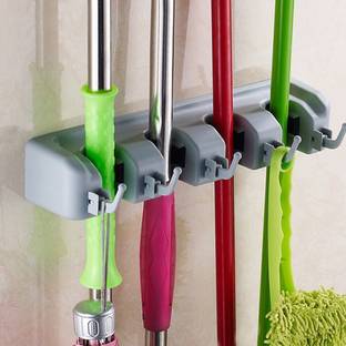 Kienlix Grey Plastic Broom Holder
