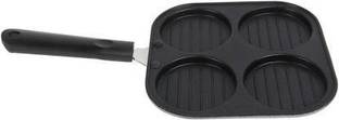 HoneyDell Nonstick Grill Mini Uttapam Tawa/Multi-Snack Maker 4 in 1 (Black) - Mini Pancake Maker, Mini Crepe pan, Idli pan, Pancake Moulds Grill Pan 19.5 cm diameter 0.2 L capacity